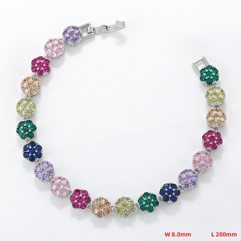 Charm Colorful Flower Tennis Chain Necklace Bracelet Jewelry Women Girl Choker