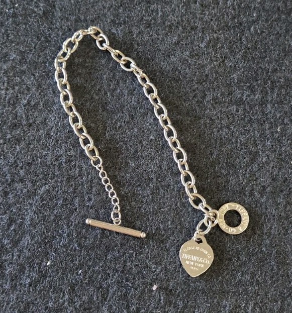 Tiffany & Co. Return to Tiffany Heart Tag 925 Toggle Oval Link Anklet/Bracelet