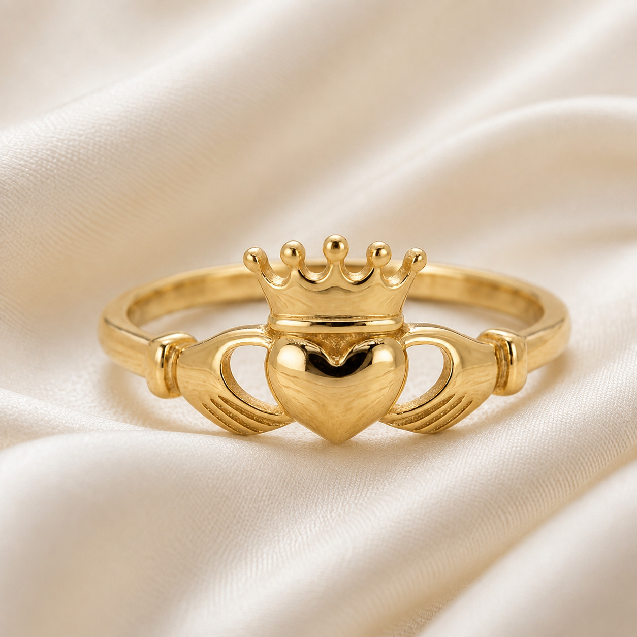 Gold Plated Claddagh Ring 925 Sterling Silver Irish Crown Heart Promise Ring