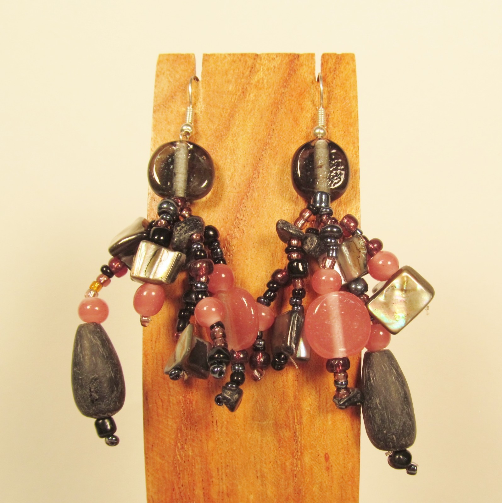 3 Handmade Beaded Black Multi Color BOHO Chandelier Dangle Earrings 3 COLORS
