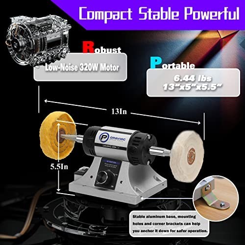 Jewelry Polisher – Adjustable Variable Speed Bench Grinder Polishing & Buffing