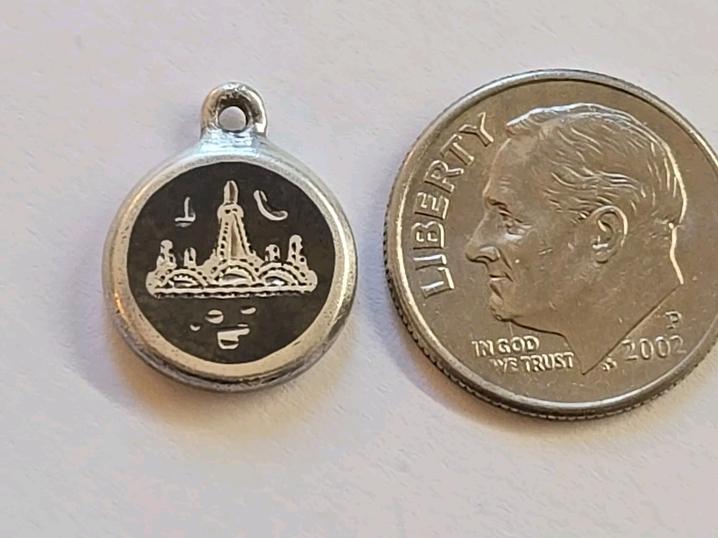 Sterling Silver ~ TAJ MAHAL Charm ~ ENAMEL ~ 2 SIDED ~ VINTAGE!