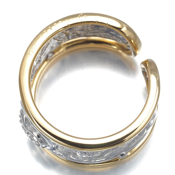 Auth Carrera y Carrera Ring Diamond Ronda Angel Heart US6-6.25 18K YG/WG