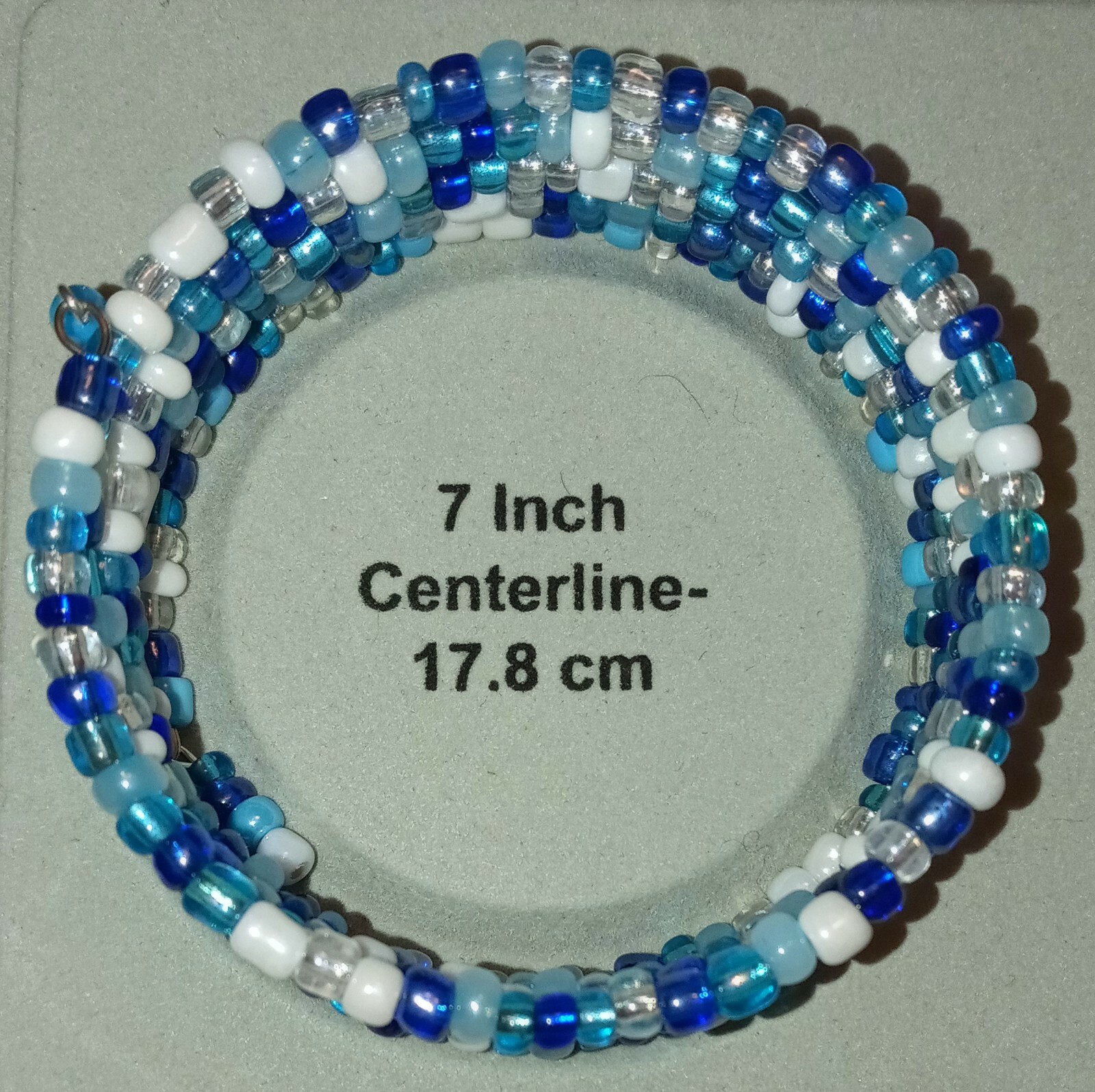 Mix of Blues White & Crystal Beaded Wrap / Coil Bracelet USA Made – Glass Beads