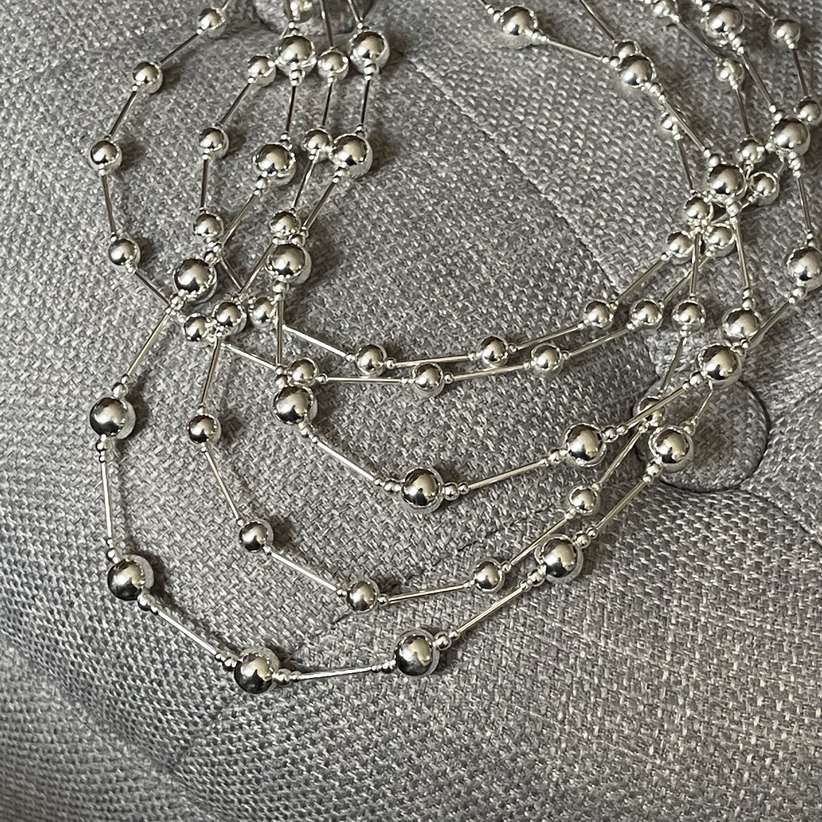 925 STERLING Silver Graduated bead 5 Strand Necklace 18/24 Inch -2 Inch Extender