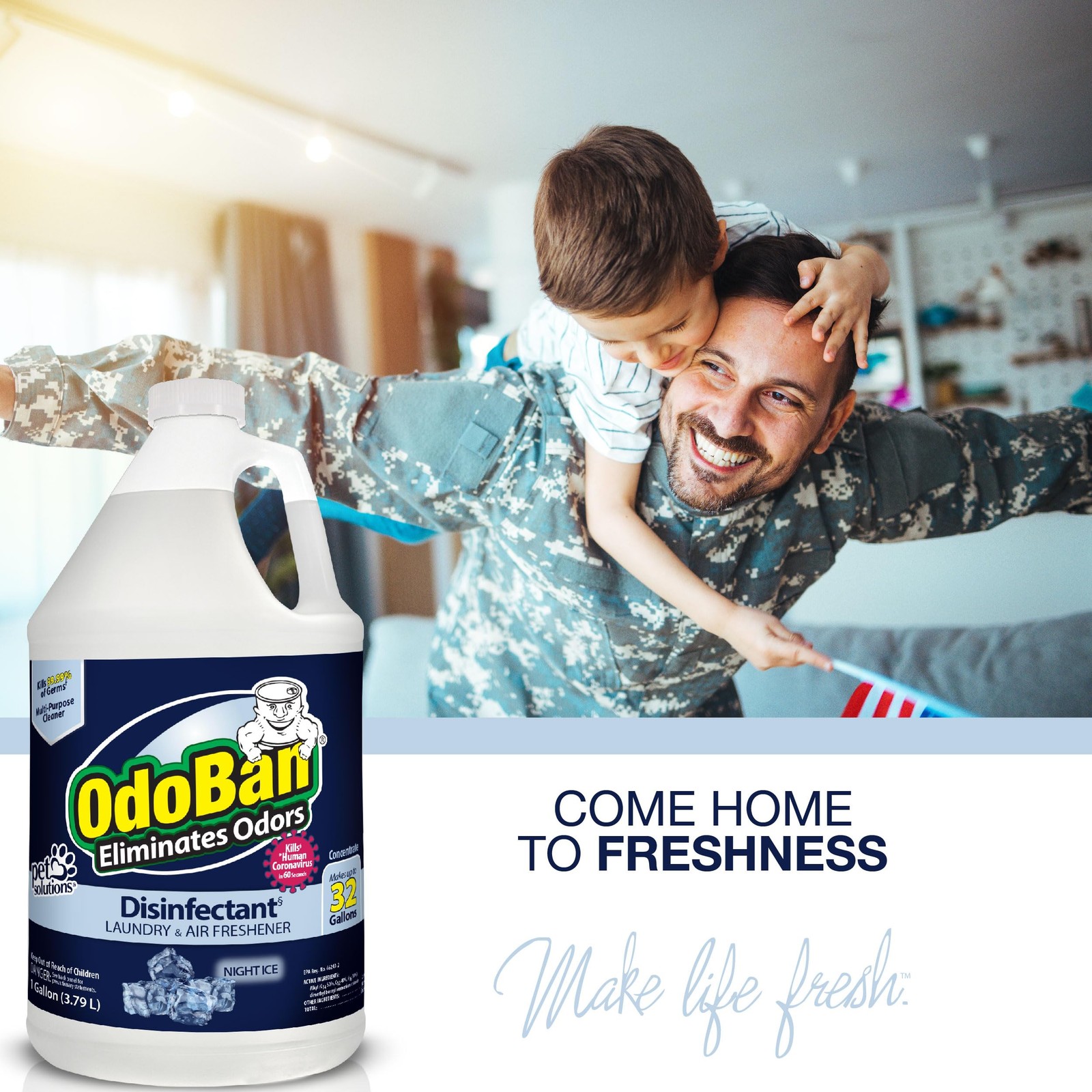 OdoBan Disinfectant Concentrate and Odor 128 Fl Oz (Pack of 2), Clear
