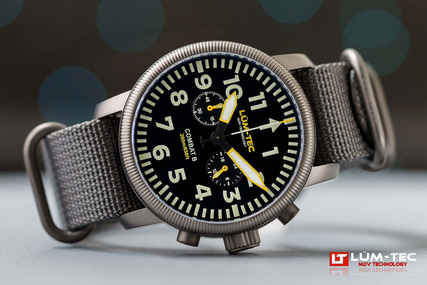 Lum-Tec Mens Watch Combat B64 Chronograph 43mm Black Dial Miyota Japan OS21J