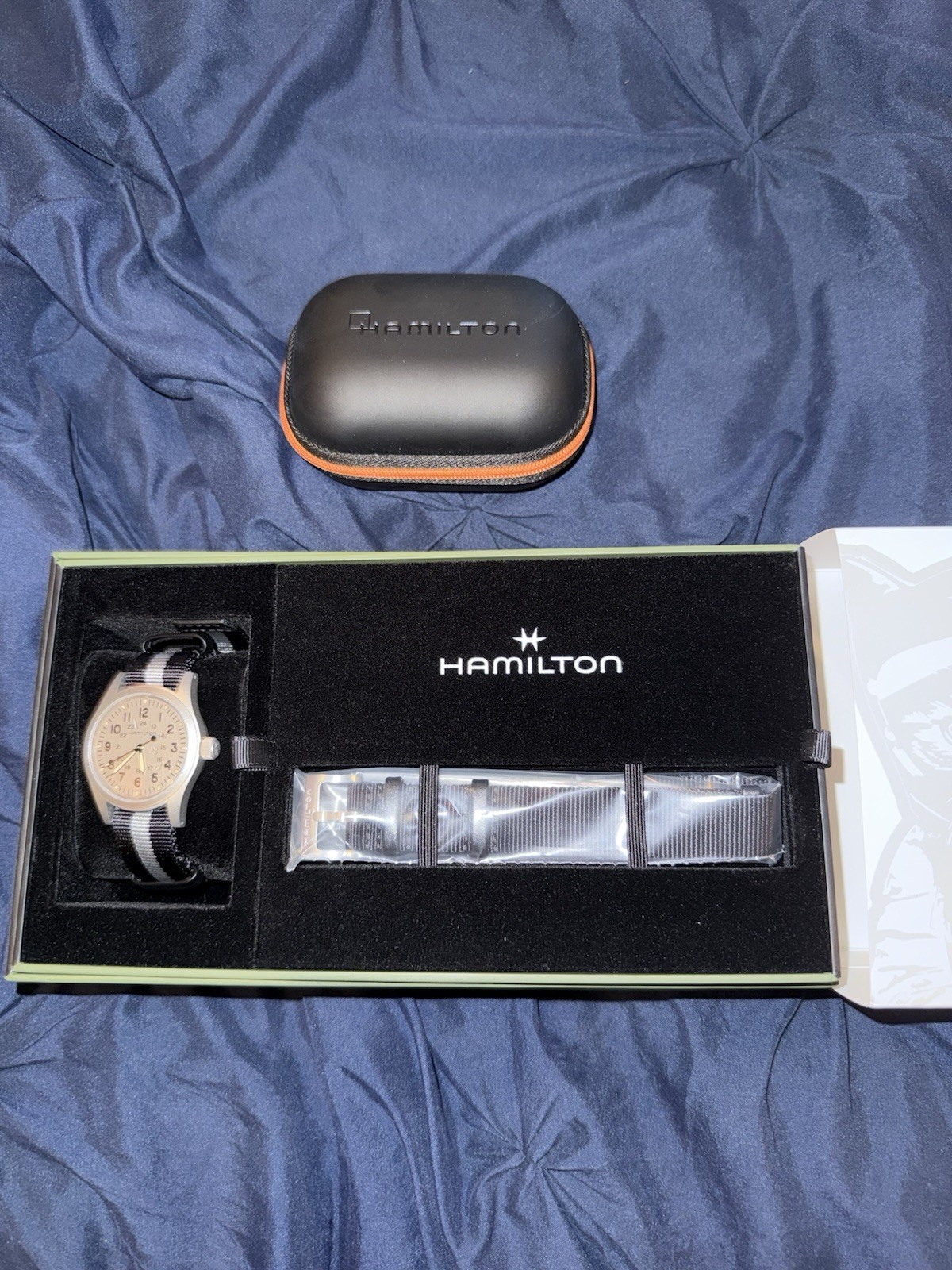 Hamilton Khaki Field Tokyo Alley Cat 38mm Black/Gray NATO Strap Box Papers