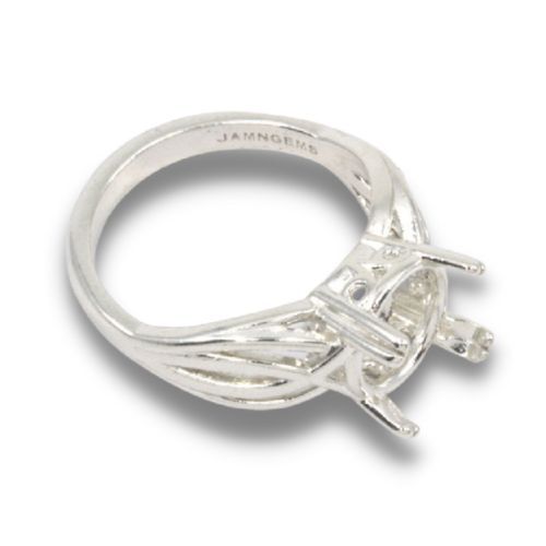 Round Double Prong Criss Cross Pre-notched Ring Mounting