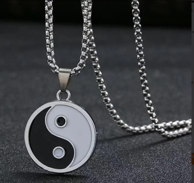 Mens Stainless Steel Protection Amulet Ying Yin Yang Pendant Necklace Men