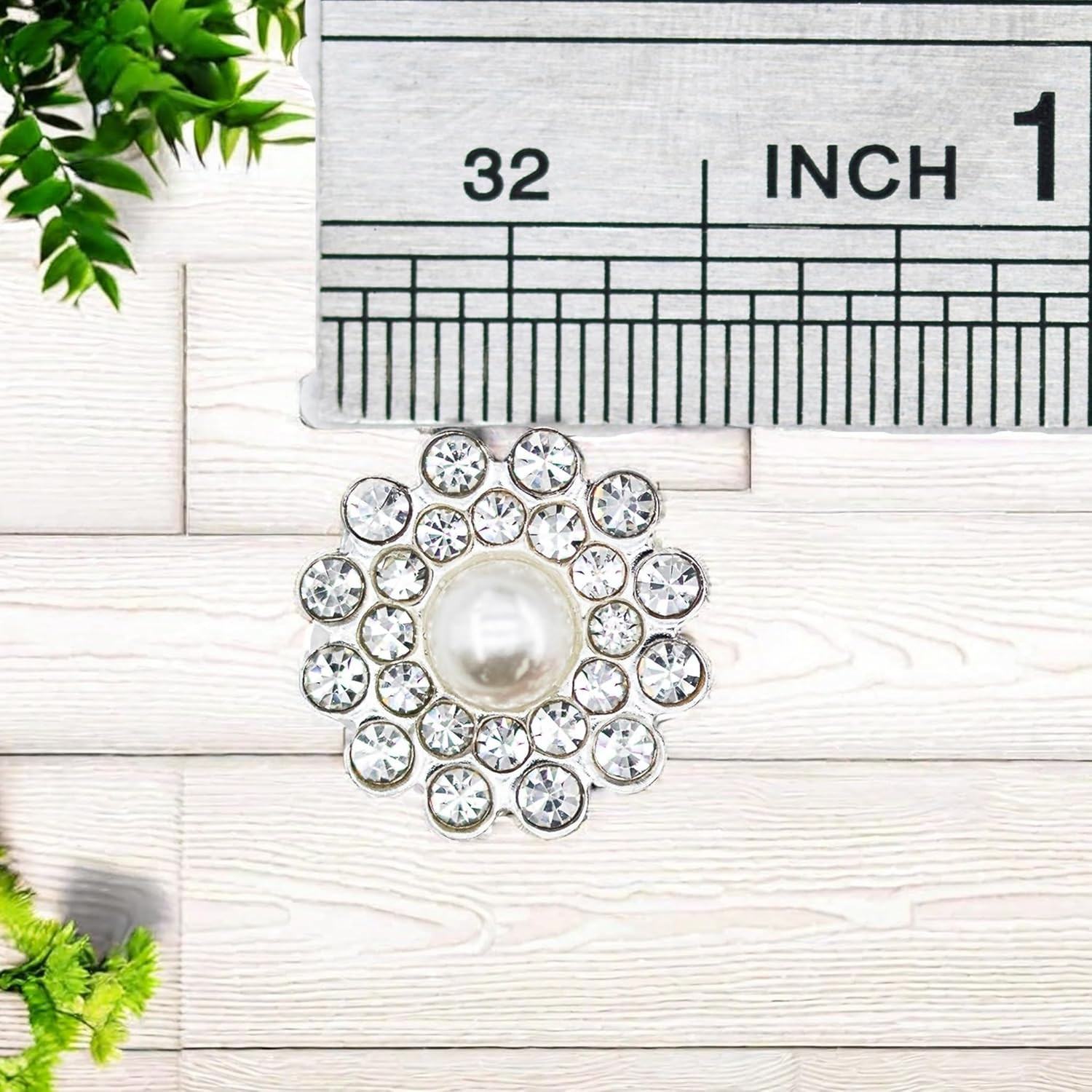 50 Pcs Pearl Rhinestone Crystal Embellishments Decoration Brooch Flatback DIY Cr