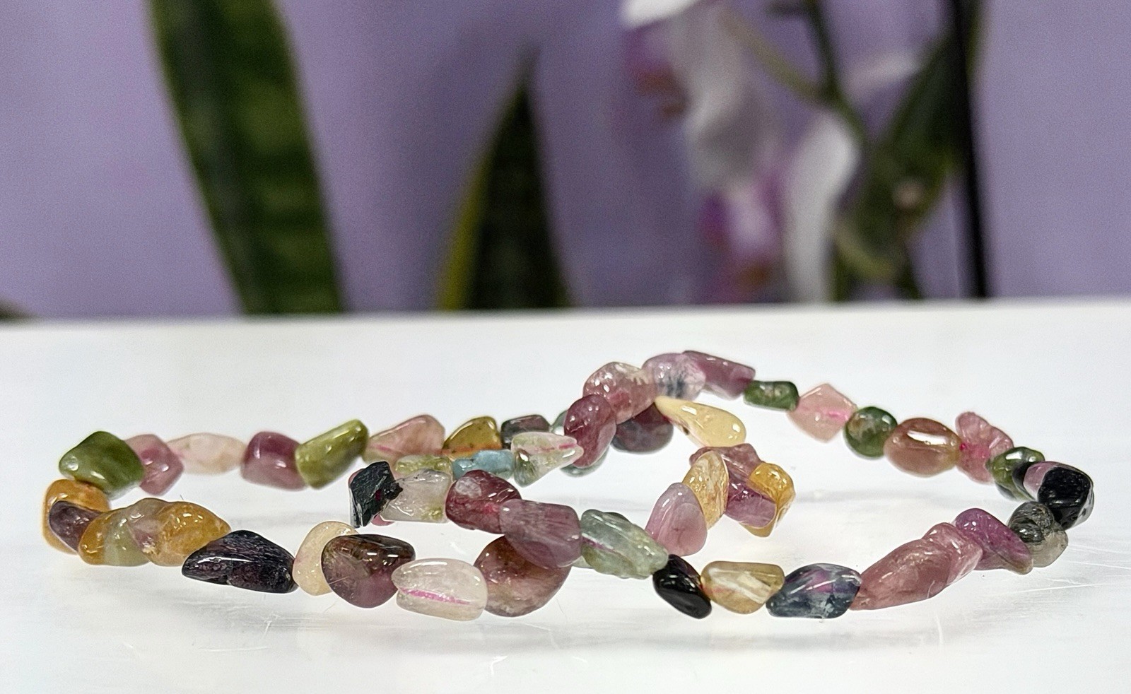 Wholesale 6 Pcs ~6mm Watermelon Tourmaline Tumble Stretch Bracelet Natural