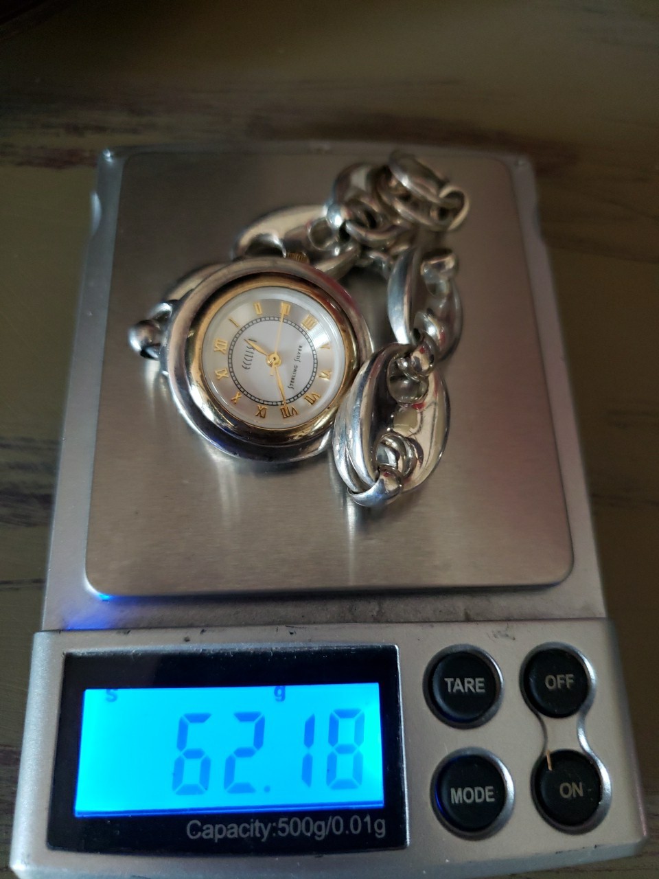 Ecclissi Sterling Silver Gucci Link Bracelet Watch 62g MOP Dial New Batt
