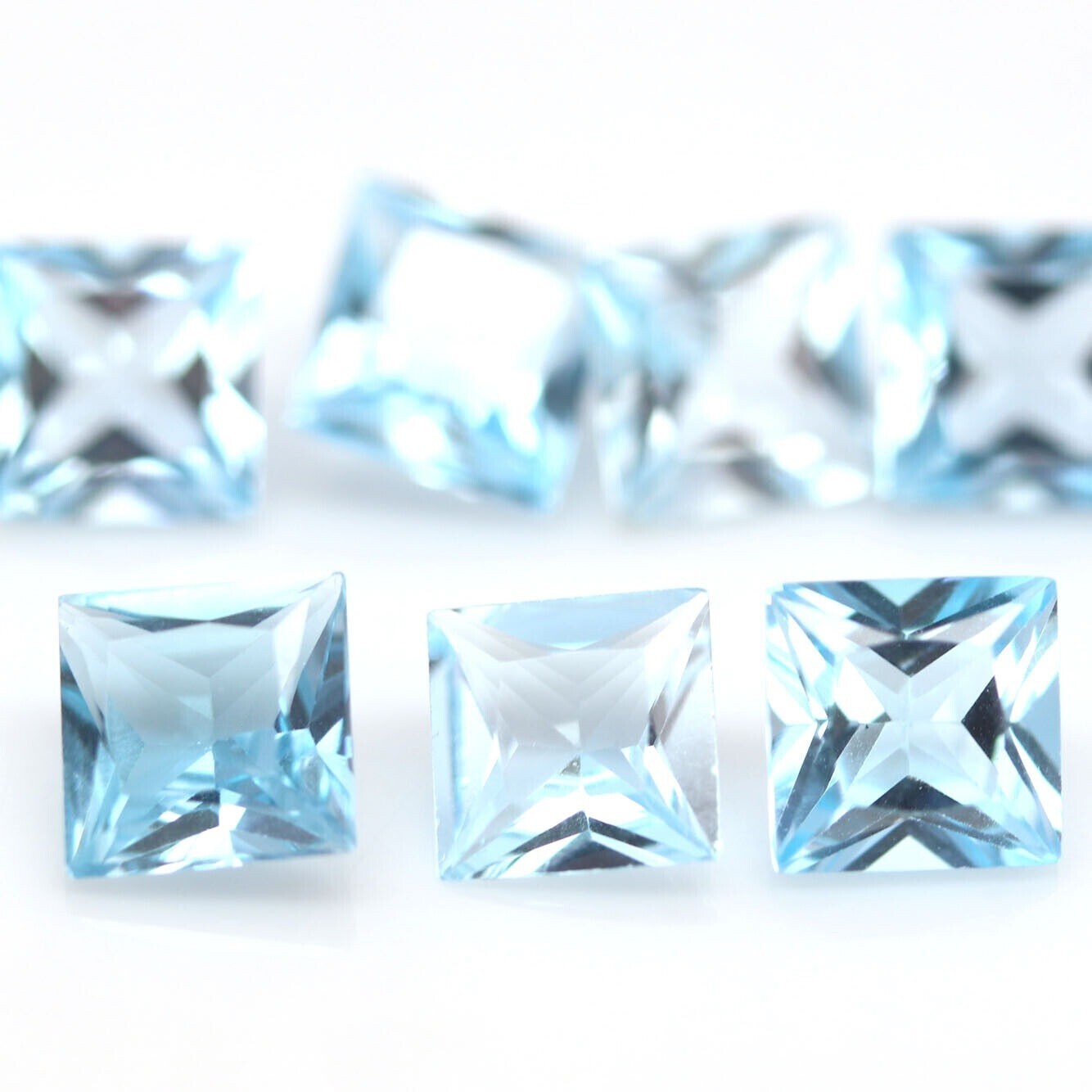 Shola Genuine 7 x 7 mm 1 Piece Natural Blue Topaz Approx. 2 Carat from Brazil