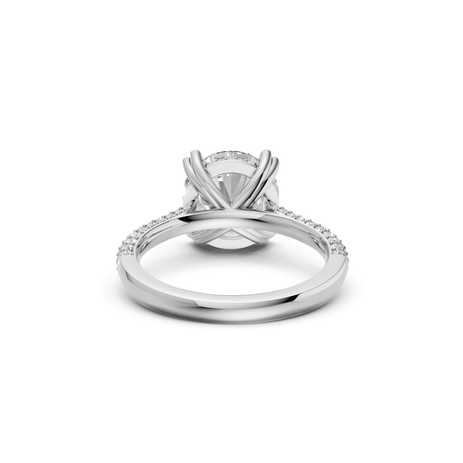 Round Lab Grown Diamond Hidden Halo Prong Basket Setting Engagement Ring