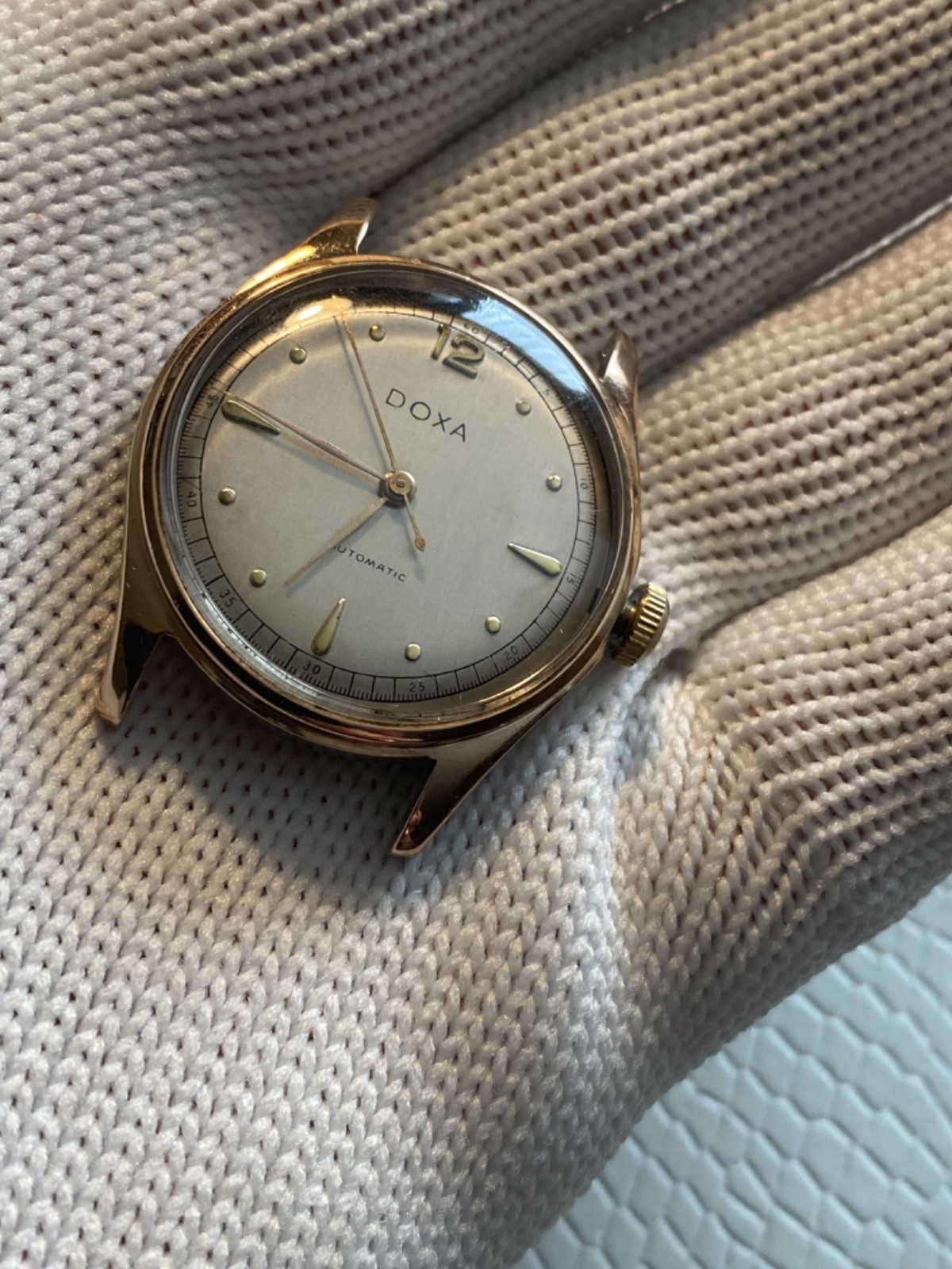 1950’s DOXA 14K Pink Gold Capped “Bumper” AS-8 3/4 1250 Cal., Watch, Mint/Runs!