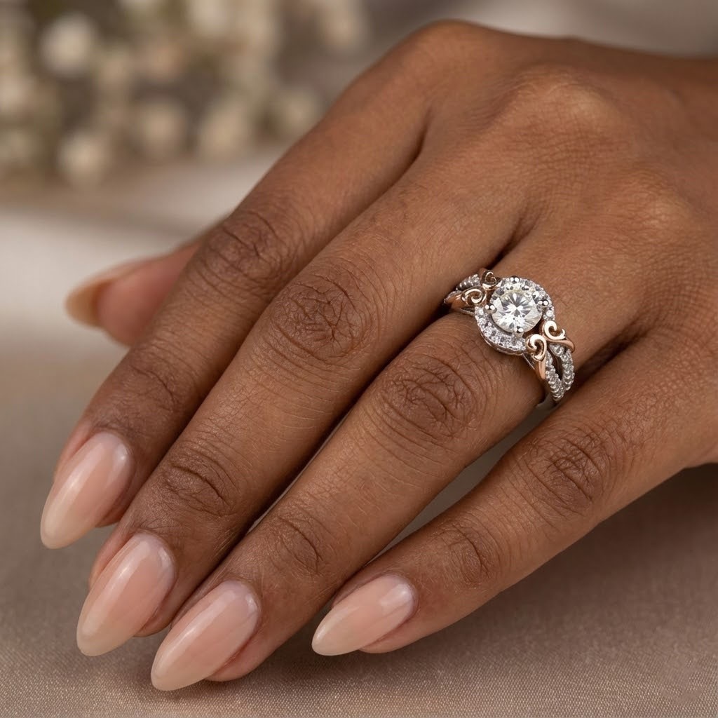Side Stone Engagement Ring 14K Gold Halo 1.67 CT Round Lab-Grown Diamond H VS1