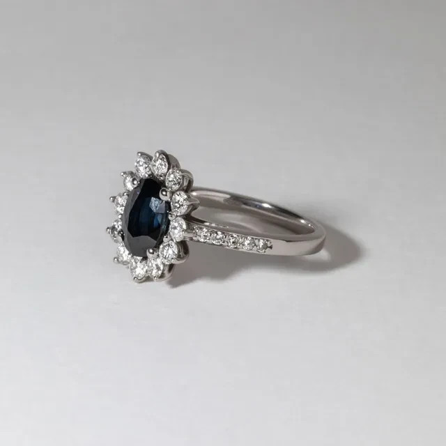 3.94 Ct Oval Cut Natural Sapphire Diamond Engagement Ring 14K Solid White Gold 5