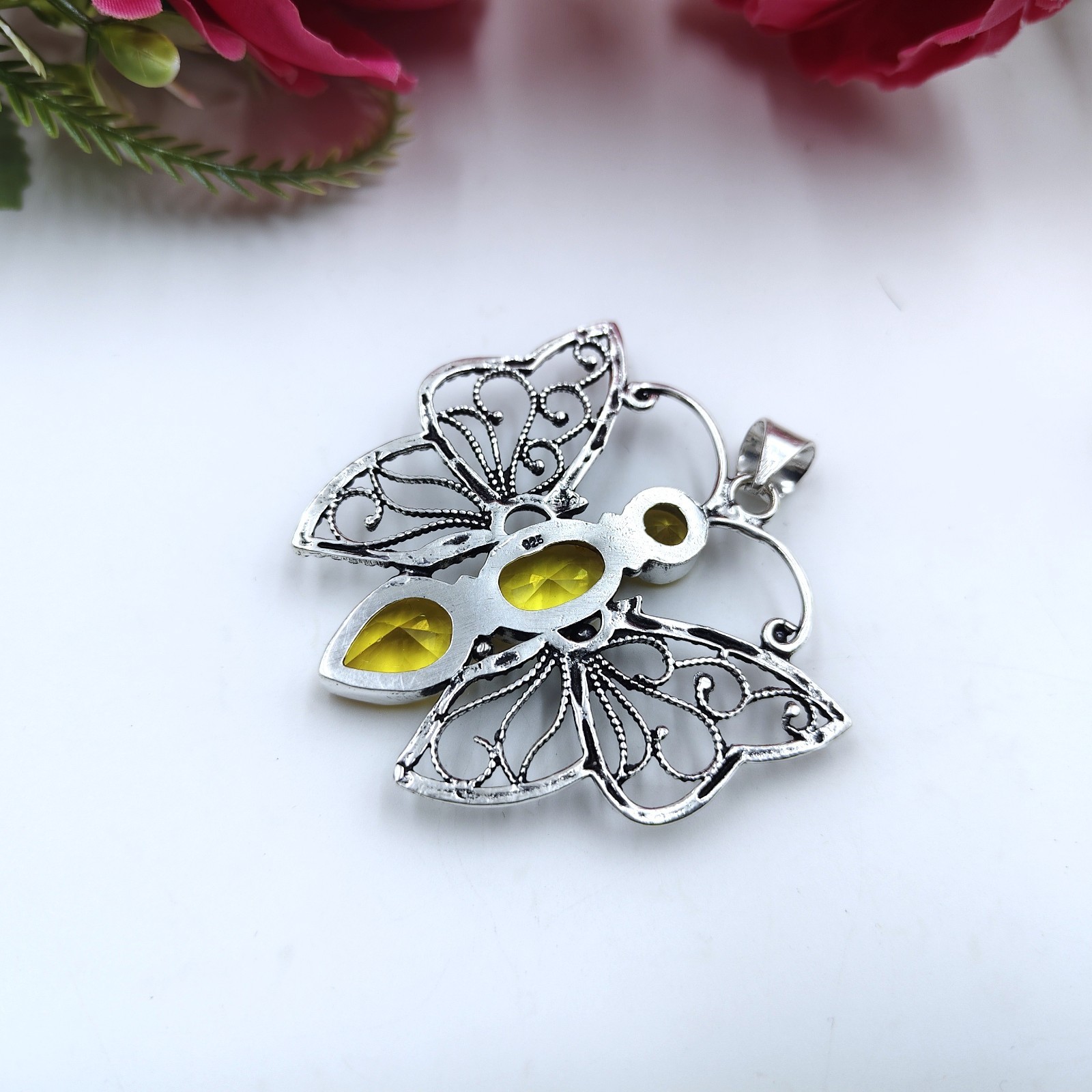Yellow Citrine Gemstone Handmade 925 Sterling Silver Jewelry Pendant Size-2.25″”