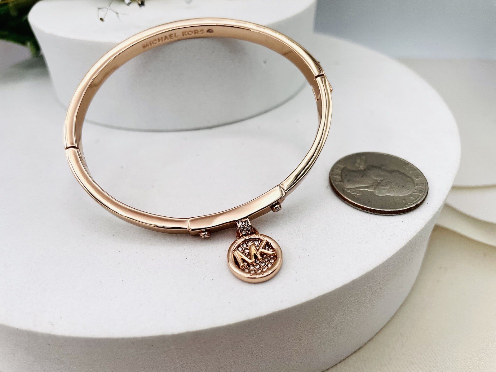 Michael Kors Rose Gold-Tone Fulton Hinge Bangle Bracelet