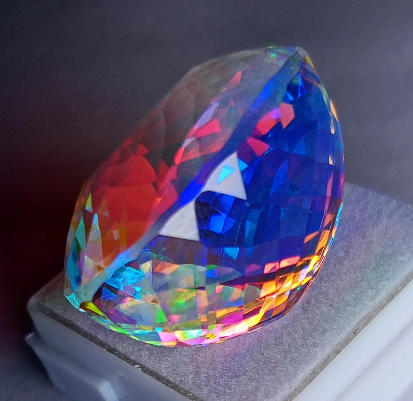 Oval Rainbow Color Mystic Quartz 60.10 Ct Certified Loose Gemstone Natural