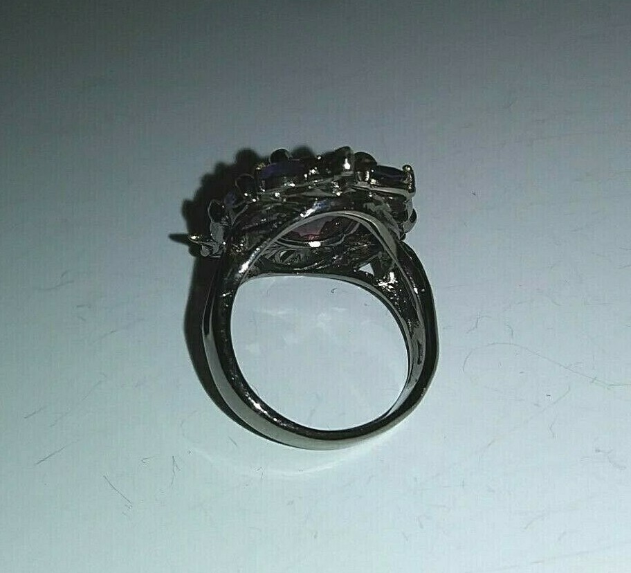 Big Red enhanced Ruby Ring 925 Sterling Black Rhodium Plate size 8.25