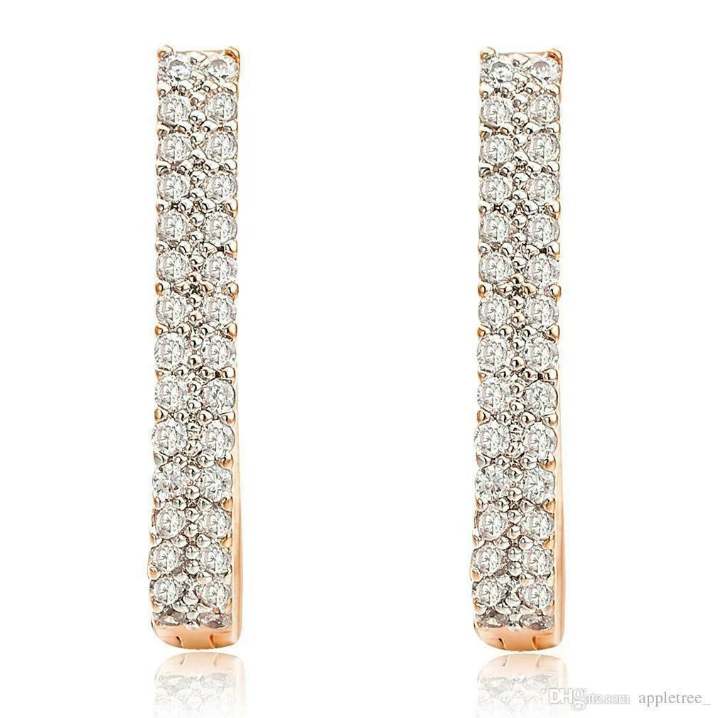1 CT Real Brilliant Moissanite Beautiful Hoops Earrings 14K Yellow Gold Plated