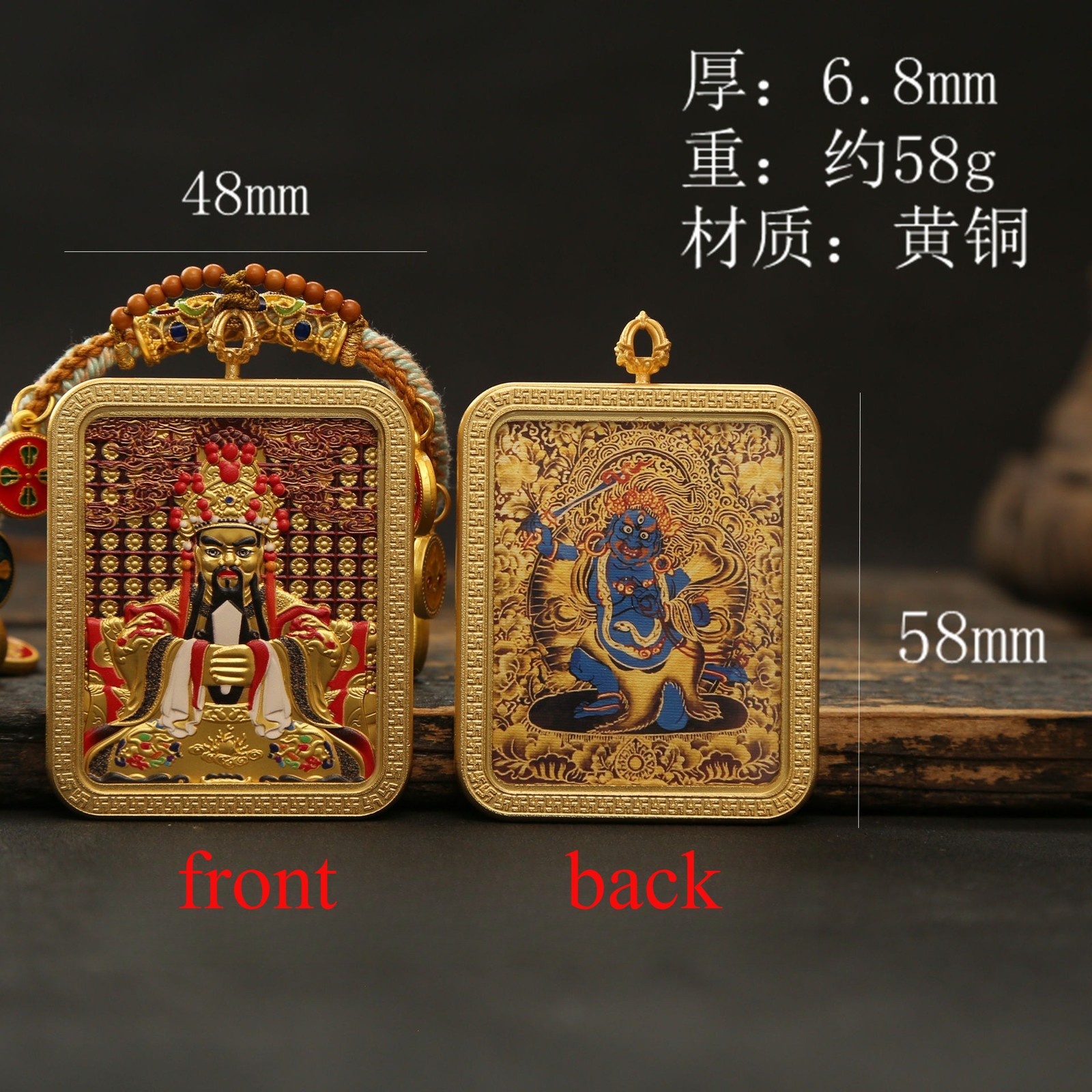 Tibetan Buddhist pendant eight patron saints Thangka double-sided amulet gift