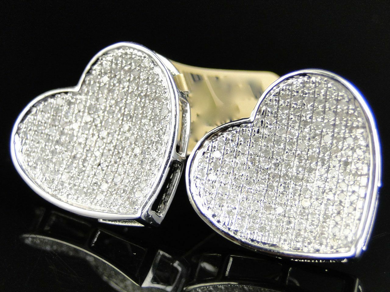 1.5ct Lab-Created Moissanite Iced Hip Heart Stud Earrings 14k White Gold Plated