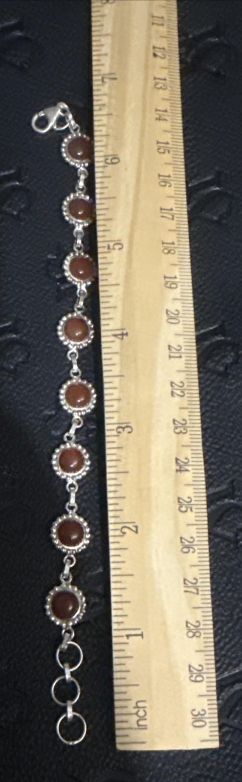 VINTAGE Lightweight 925 Sterling Silver With Honey Gemstone 7Inches Adjustable