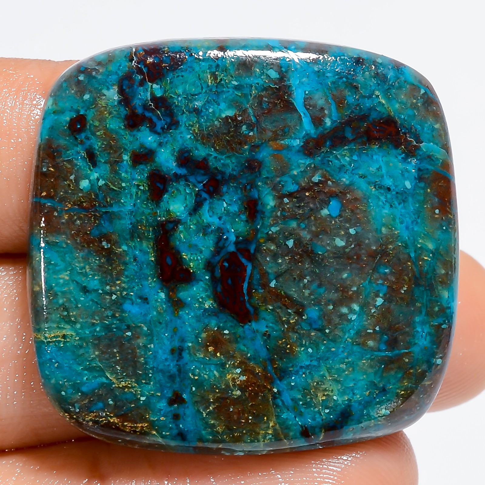 100% Natural Shattuckite Radiant Cabochon Gemstone 57 Ct. 32X30X5 mm GC-38557