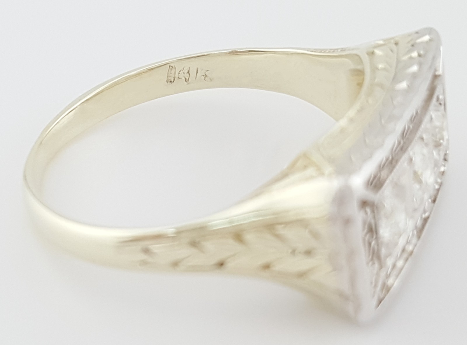 Antique Art Deco Old European Diamond Ring 0.3 ct 2-Tone Gold