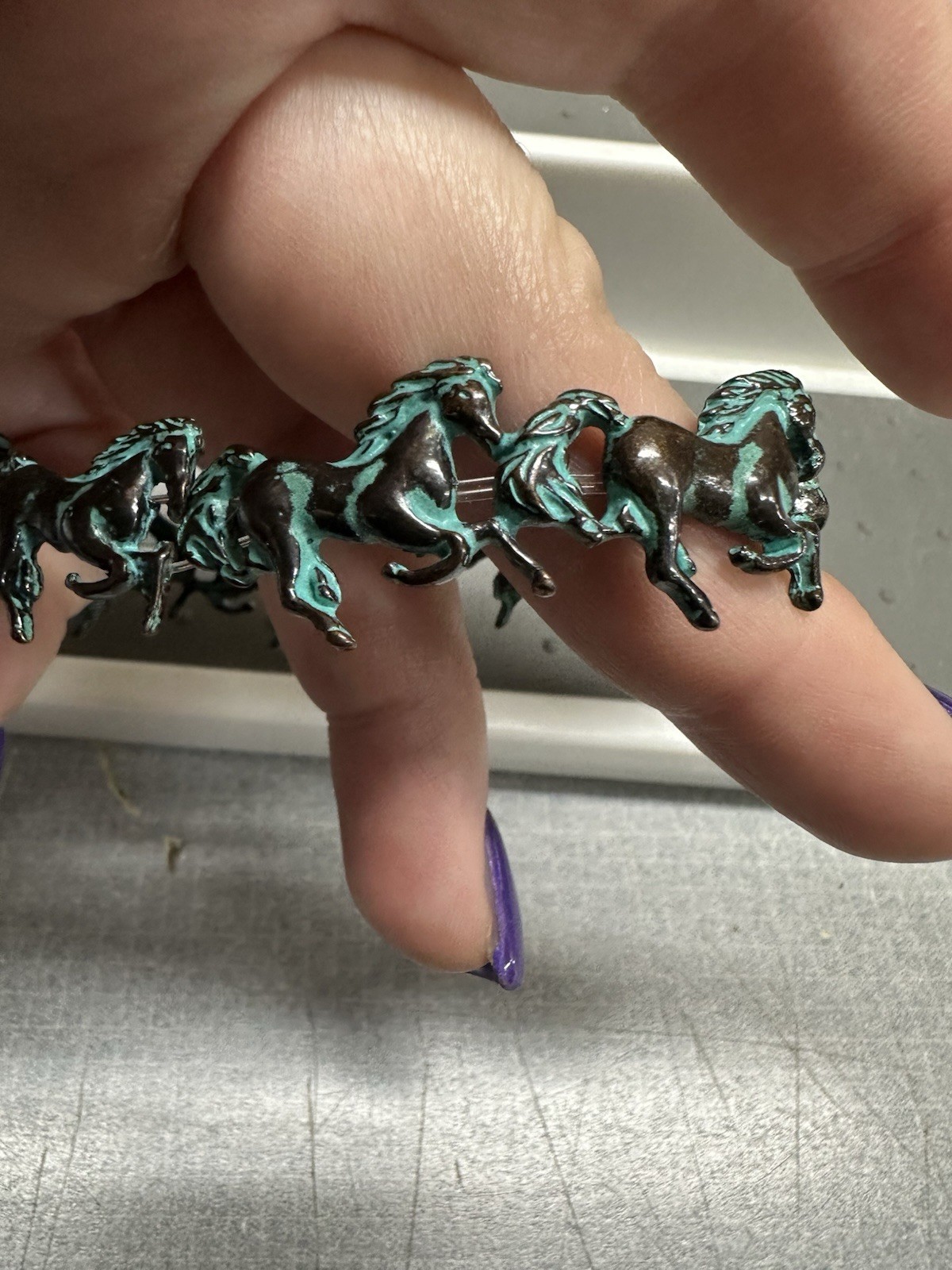 Patina Running Wild Turquoise Horse Stretch Bracelet Western Theme