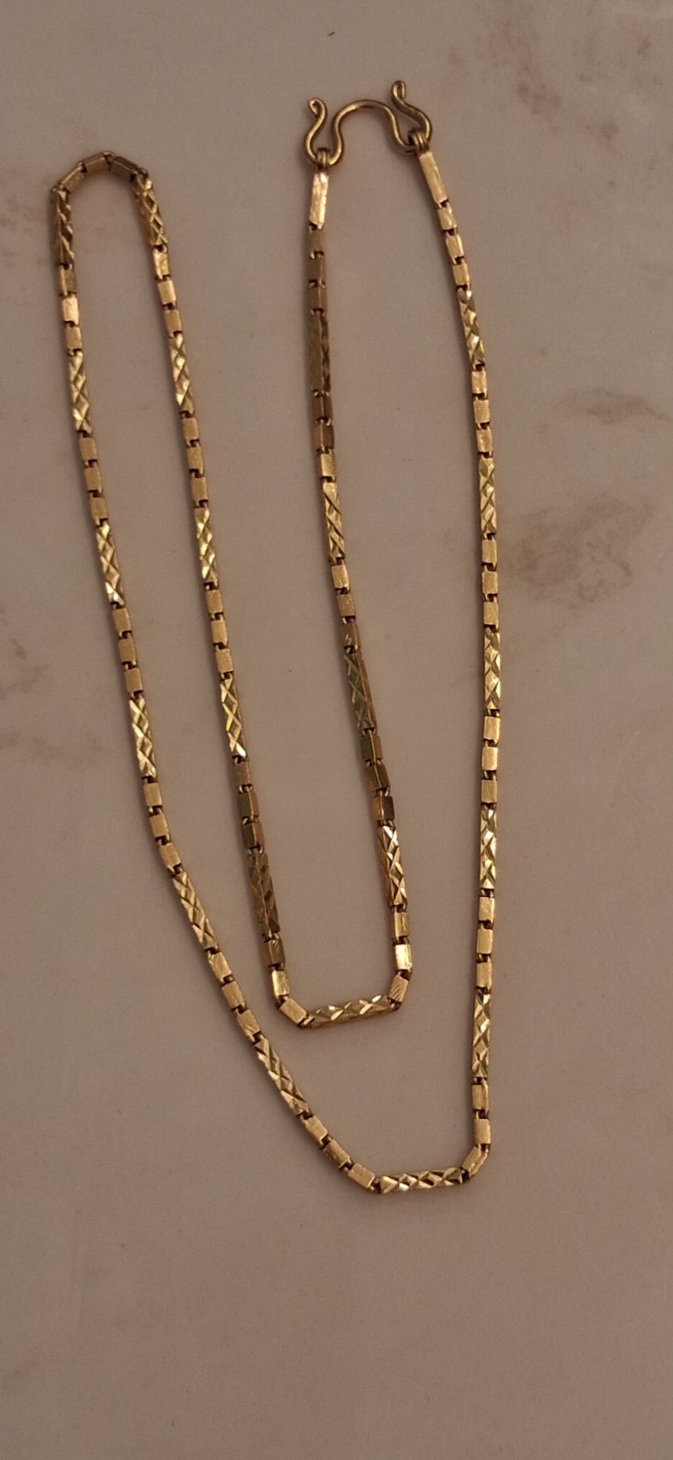 22K Solid Yellow Gold 24″ Box Link Chain Necklace 30.4 Grams Asian Baht