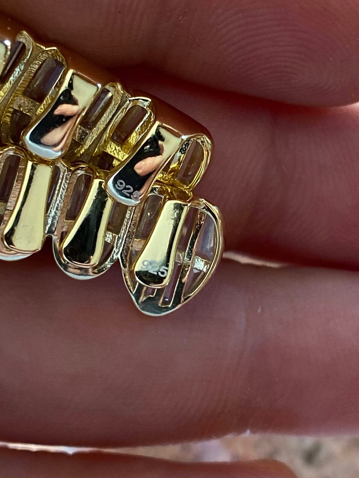 Real 925 Silver 14k Gold Plated ICED Baguette CZ GRILLZ Teeth Fronts Grills