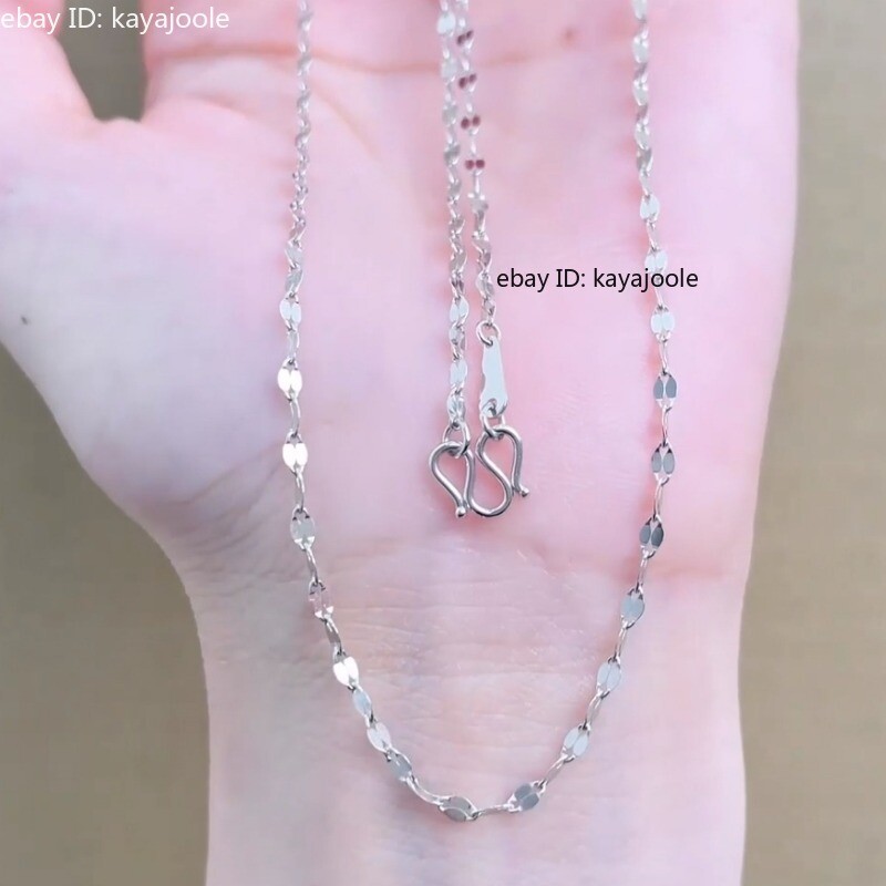 PT950 Pure Platinum 950 Kiss Lip Chain Women Link Necklace 17.9inch 2.28-2.4g