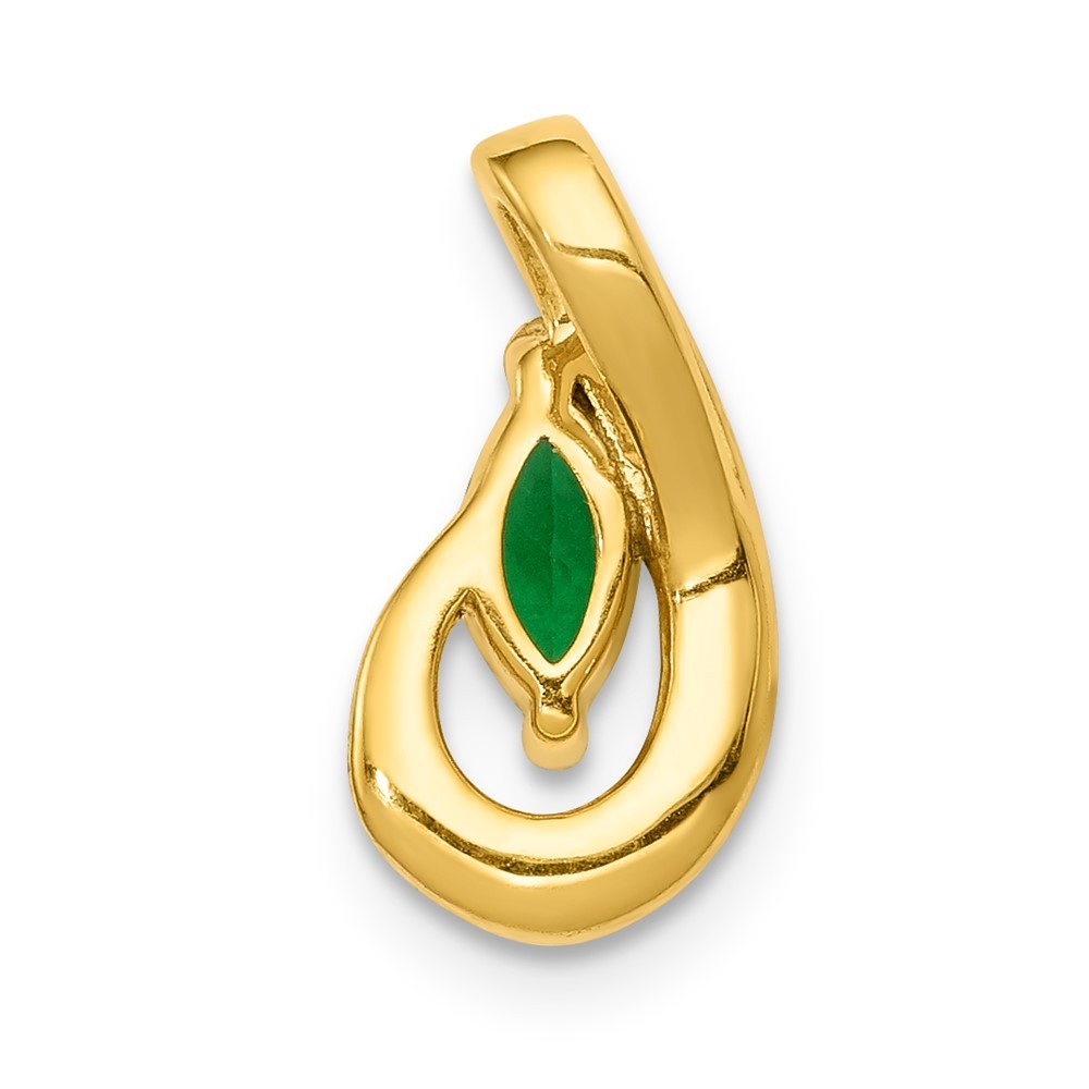 14k Yellow Gold 0.27 Ct Teardrop Diamond Emerald Pendant 0.9g for Mom