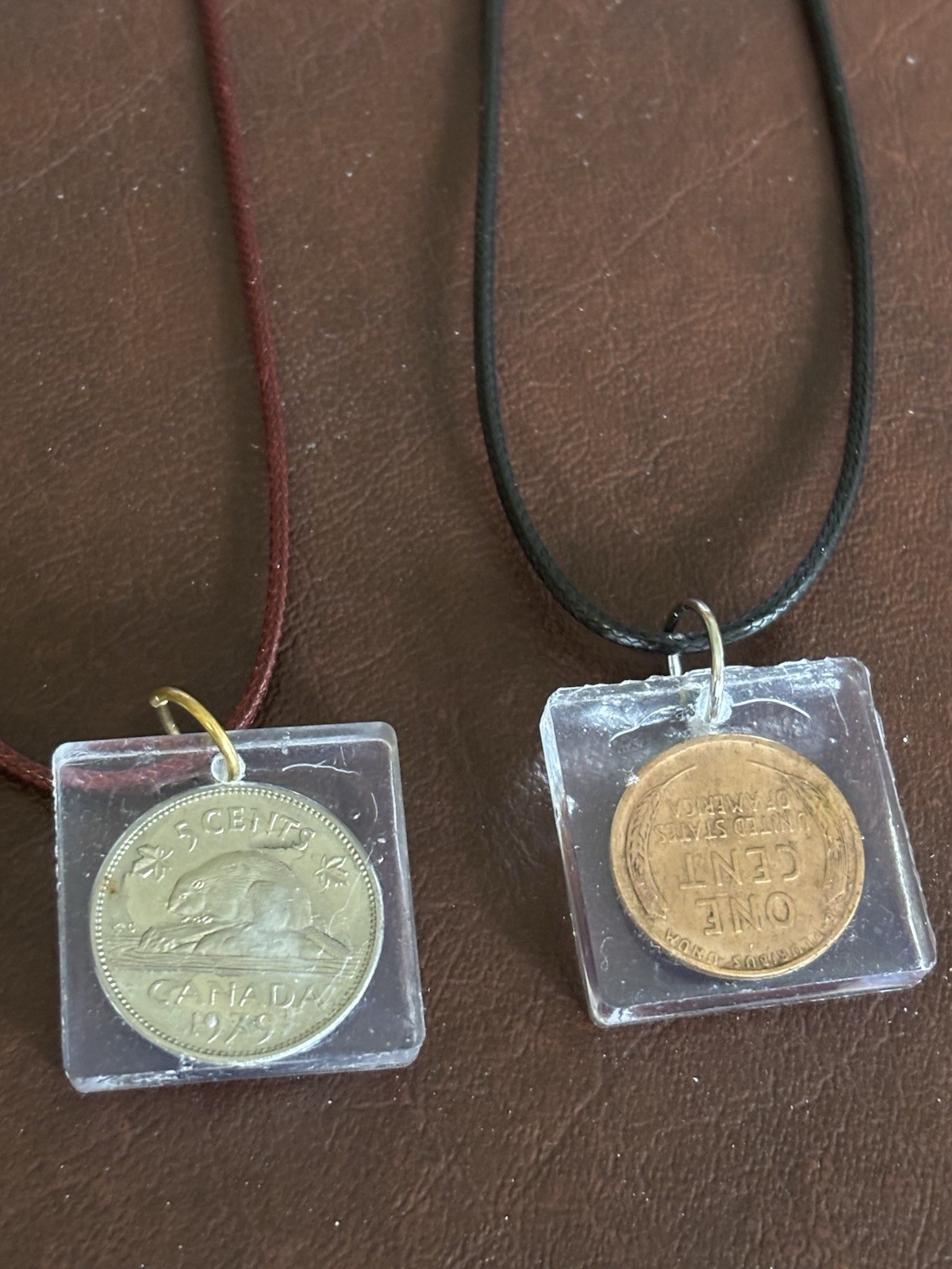 Bargain Time: Lincoln Cent and Canadian Nickel Necklaces in Resin