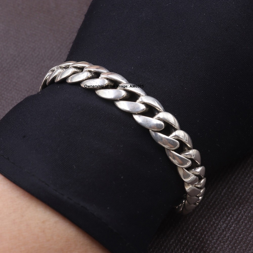 Solid 925 Sterling Silver 10mm Curb Link Chain Men’s Bracelet Gift 8.26inch