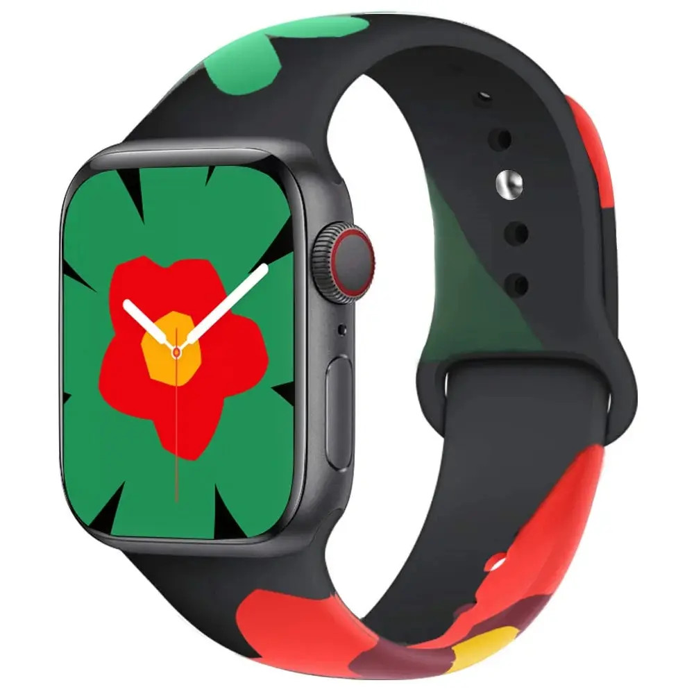 Printed Silicone Smartwatch Band for Watch 38-49mm Series Ultra 9 SE Bracelet