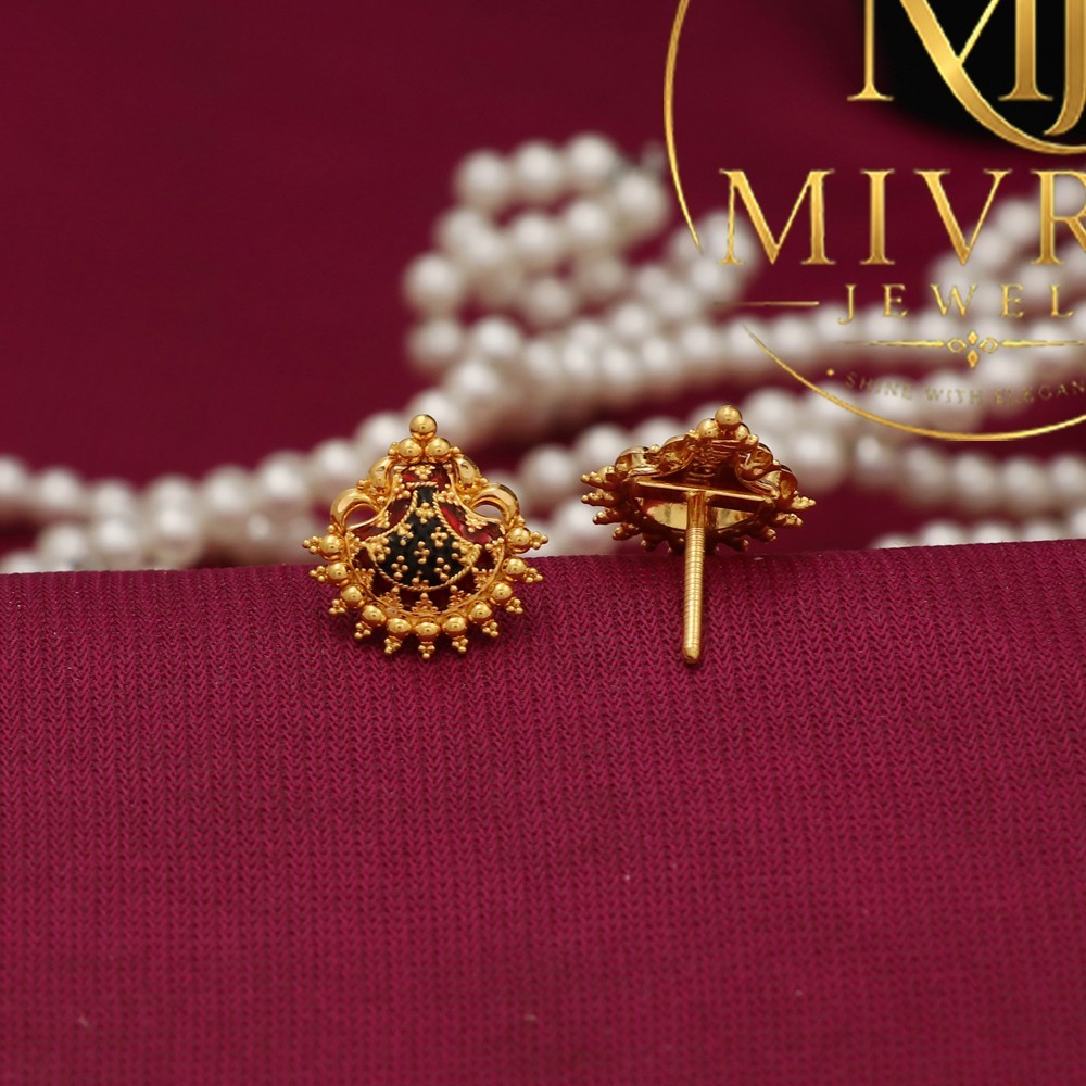 22K Gold Stud Earrings 3g Each Business Wear Elegant Women Office Jewelry Trend