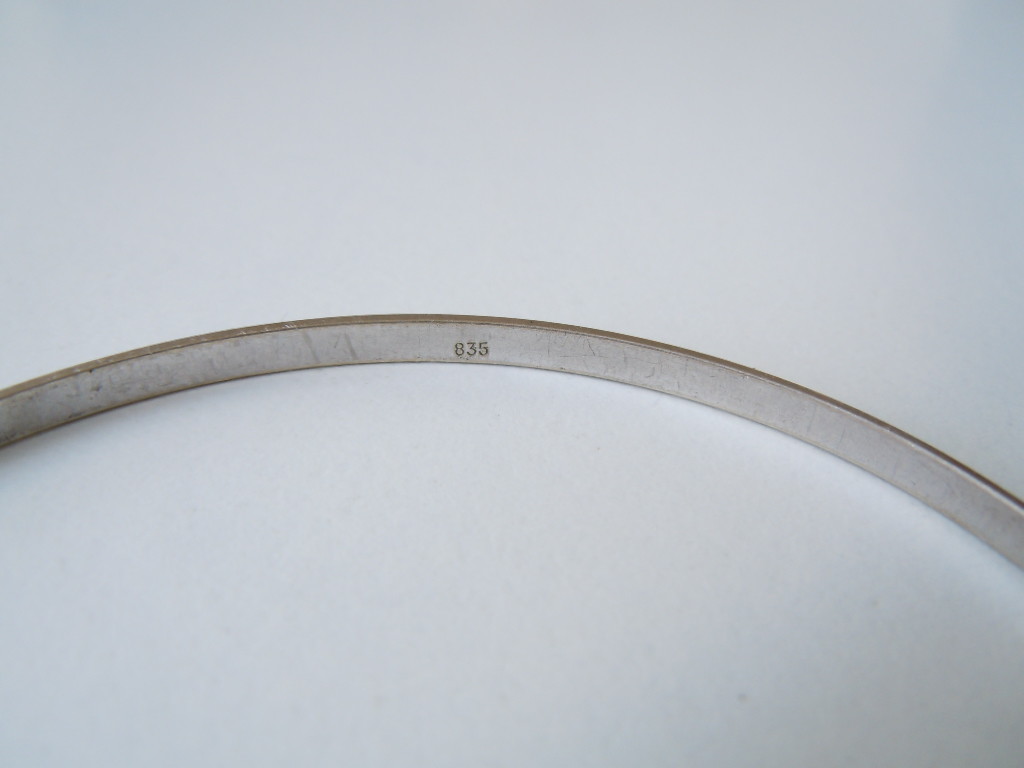 835 Silver Bangle Jewelry 4.5 G / Ø 6.6 Cm / Width 0.2 Cm