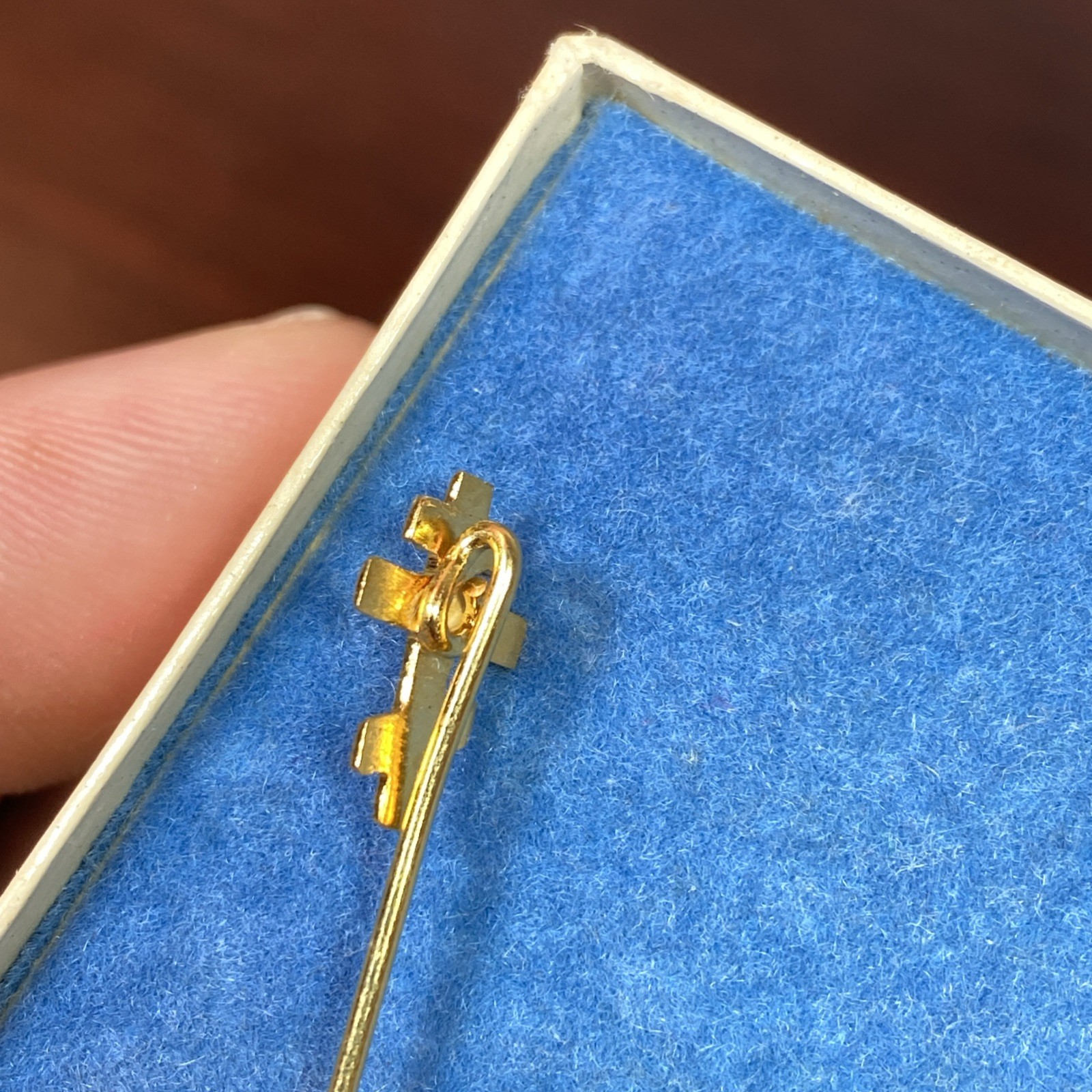 Vtg Orthodox Christian 3 Bar Cross Stick Pin Brooch Gold Tone Nice Detail 2-3/8”
