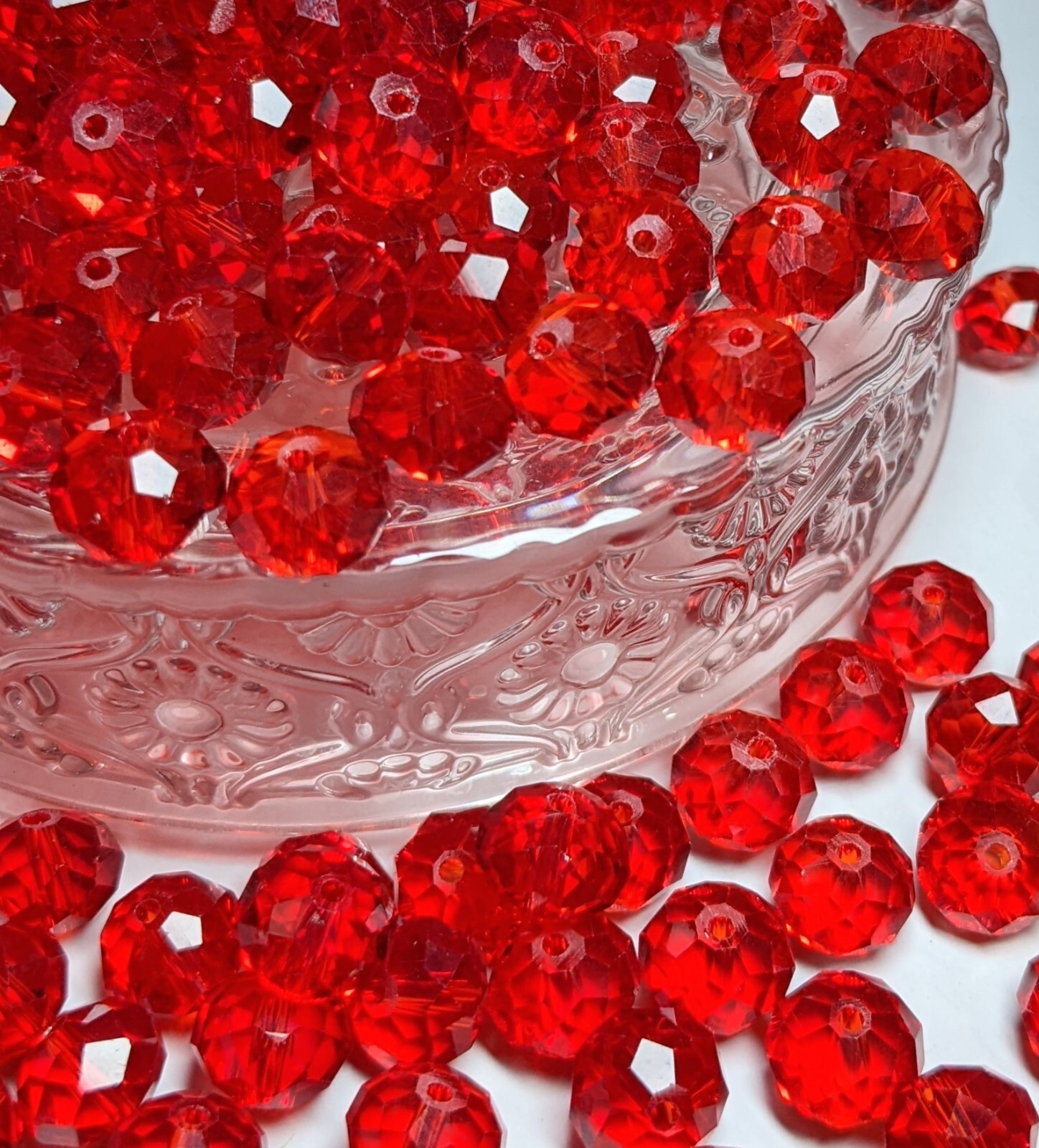 Crystal Beads 8mm Beads for Jewelry Making Bulk 180 pcs Red Roundelle