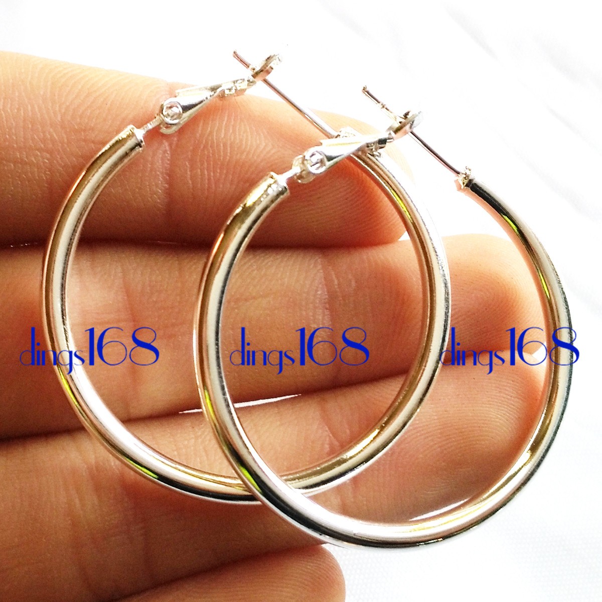 Real 925 Sterling Silver Tarnish-Free 50mm Large 2mm Thin Tube Hoop Earrings Q2F