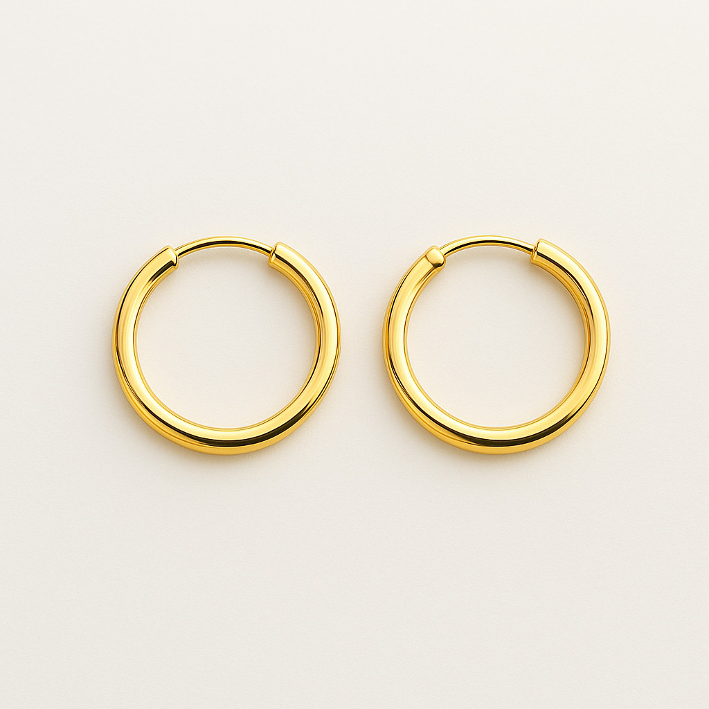 9ct Gold & Silver Sleeper Hoop Earrings PAIR – 12mm 14mm 18mm 20mm 30mm Sizes