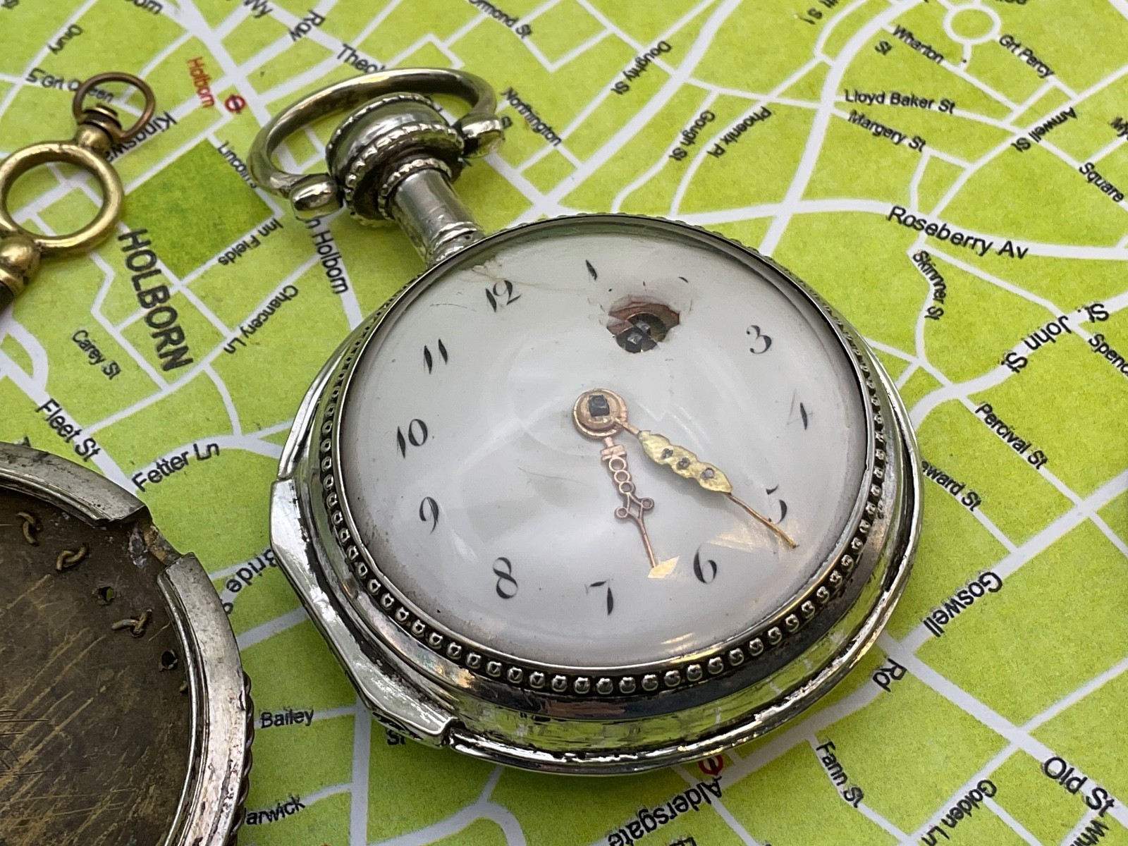 Austrian Silver Pair case Laquered Verge 1820 . Pocket Watch
