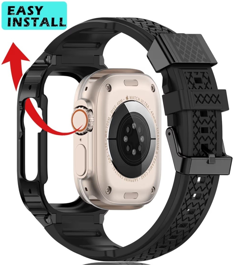 Band with Stainless Steel Case Compatible Apple Watch Series Ultra 1 2 3 49mm