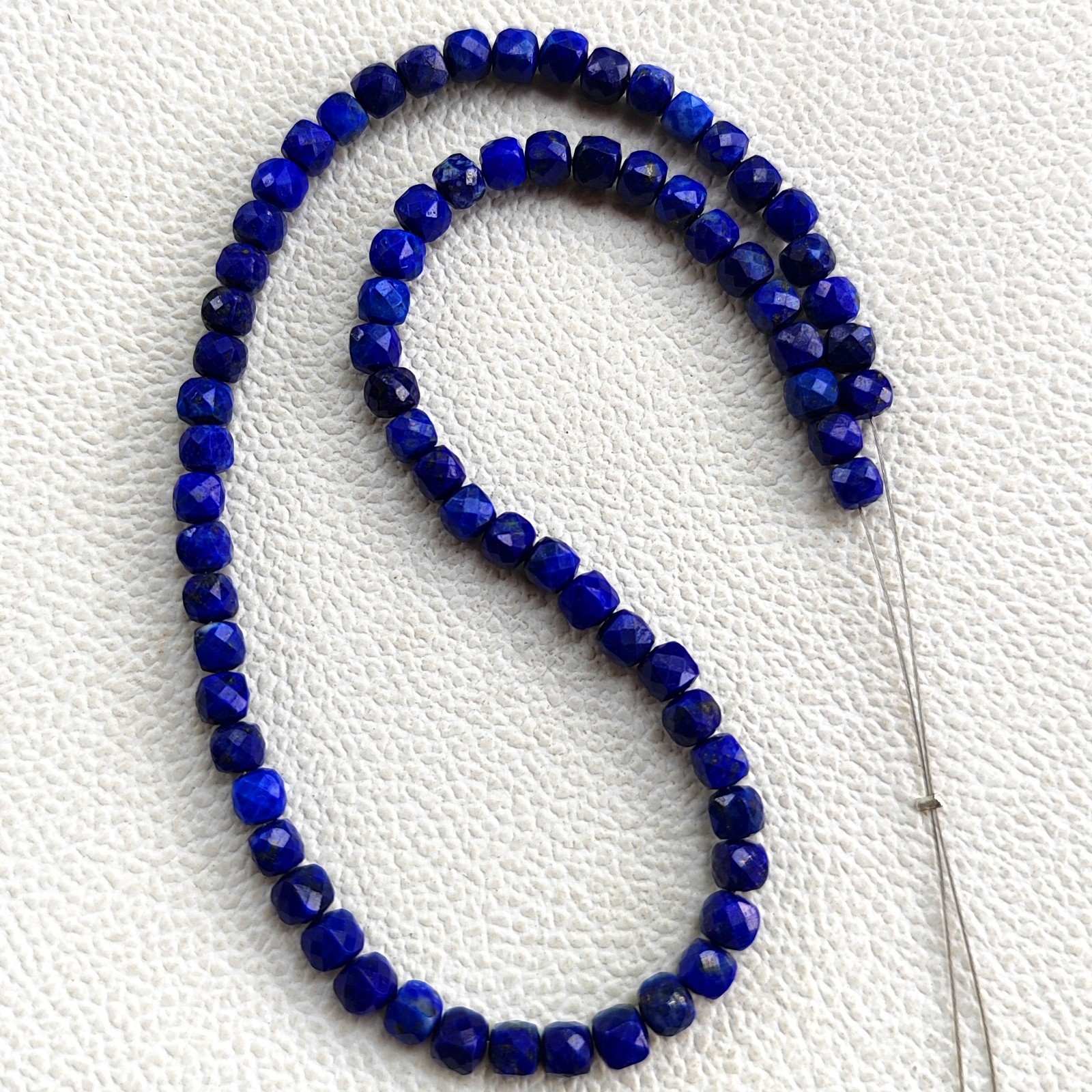 Natural Lapis Lazuli Faceted Cube Beads 12.5″ Strand 4.5mm Afghanistan Gems