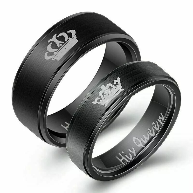 2pcs Couple’s Matching Ring Her King His Queen Wedding Band Stainless Steel